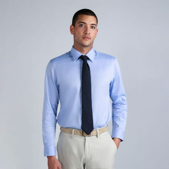 Men's Haggar® Premium Comfort Classic Fit Dress Shirt Color: Light Blue Herringbone Size: 17.5-34/35