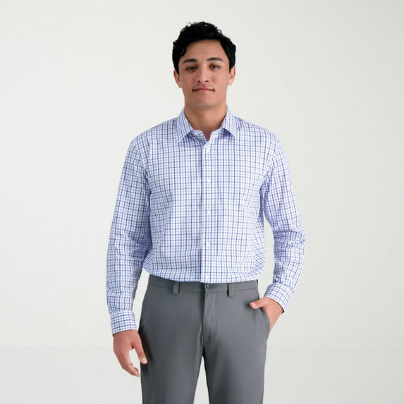 Men's Haggar® Premium Comfort Classic Fit Wrinkle Resistant Dress Shirt Color: Tonal Blue Check Size: 16.5-32/33