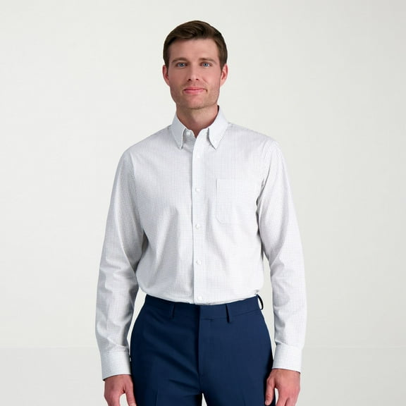 Men's Haggar® Premium Comfort Classic Fit&nbsp;Wrinkle Resistant Button Down Collar Dress Shirt Color: Black White Check Size: 17.5-32/33