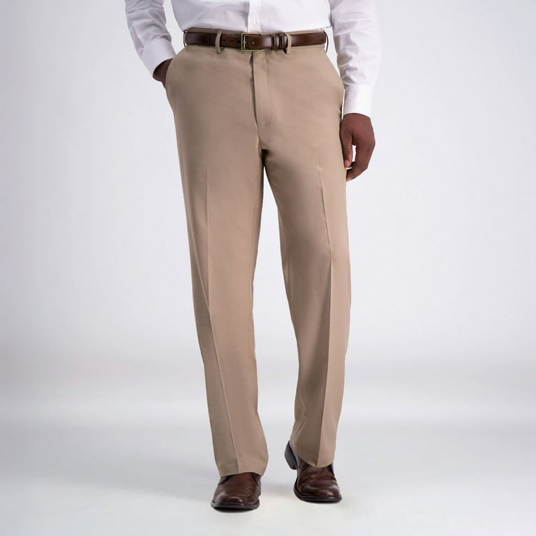 Men's Haggar Premium Comfort Expandable-Waist Classic-Fit Stretch  Flat-Front Dress Pants Color: Medium Khaki Size: 36X34 - Walmart.com