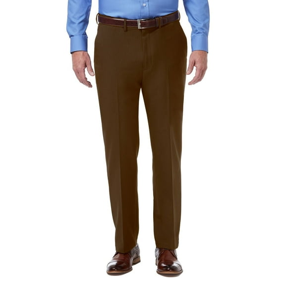 Men’s Haggar® Premium Comfort Expandable-Waist Classic-Fit Stretch Flat-Front Dress Pants Color: Mocha Size: 40X32