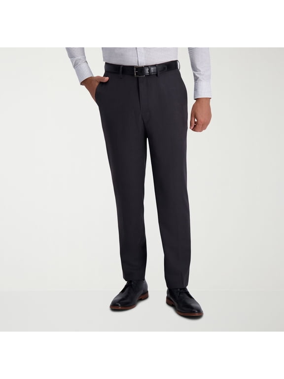 Men’s Haggar® Premium Comfort Flex-Waist Slim-Fit Stretch Flat-Front Dress Pants Color: Dark Gray Size: 32X34