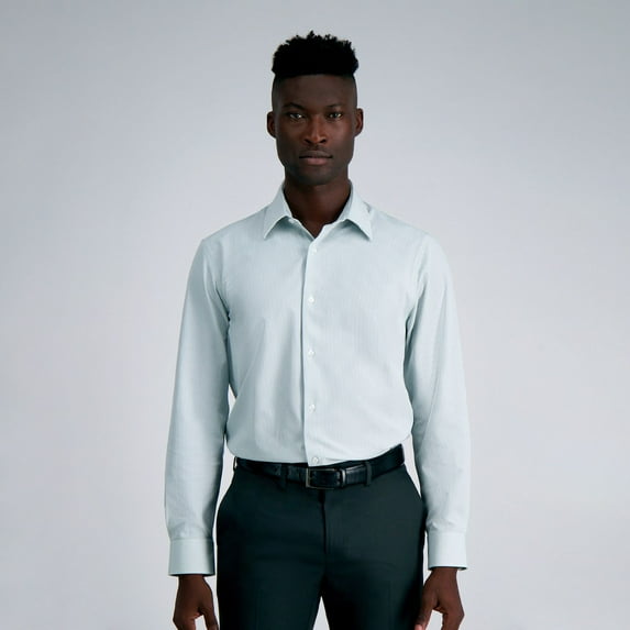 Men's Haggar® Premium Comfort Slim Fit Wrinkle Resistant Dress Shirt Color: Dark Green Check Size: 15.5-34/35