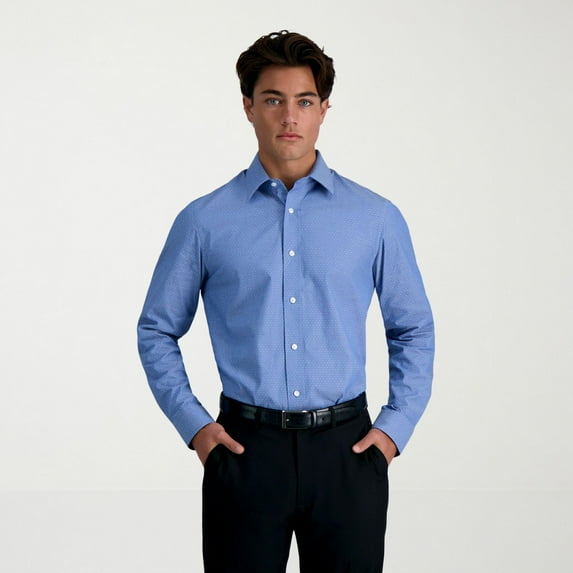 Men's Haggar® Premium Comfort Slim Fit Dress Shirt Color: Denim Blue Dobby Size: 14.5-32/33