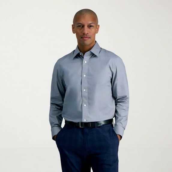 Men's Haggar® Premium Comfort Slim Fit Wrinkle Resistant Dress Shirt Color: Gray Solid Size: 14.5-32/33