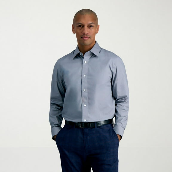 Men's Haggar® Premium Comfort Slim Fit Wrinkle Resistant Dress Shirt Color: Gray Solid Size: 17.5-32/33