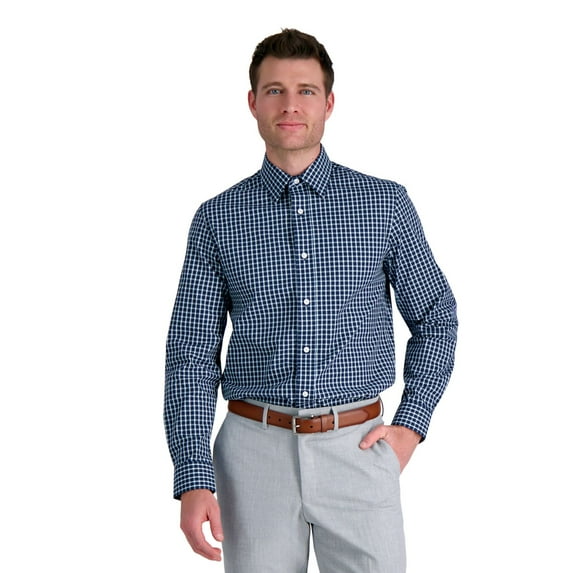 Men's Haggar® Premium Comfort Slim Fit Wrinkle Resistant Dress Shirt Color: Navy Check Size: 17.5-32/33