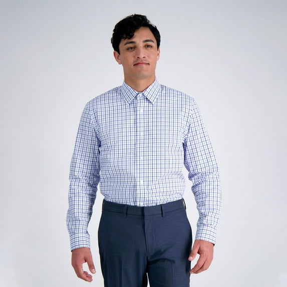 Men's Haggar® Premium Comfort Slim Fit Dress Shirt Color: Tonal Blue Check Size: 17.5-34/35