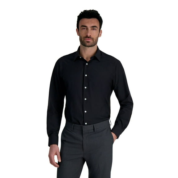 Men's Haggar® Smart Wash® Classic Fit Wrinkle Free Dress Shirt Color: Black Size: 17.5-32/33