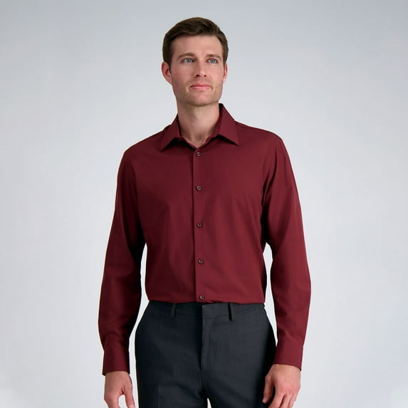 Men's Haggar® Smart Wash® Classic Fit Wrinkle Free Dress Shirt Color: Dewberry Solid Size: 15.5-32/33