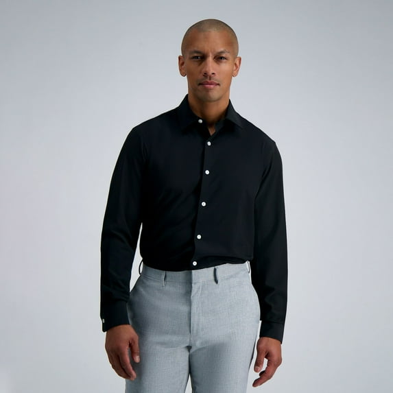 Men's Haggar® Smart Wash® Slim Fit Wrinkle Free Dress Shirt Color: Black Size: 14.5-32/33