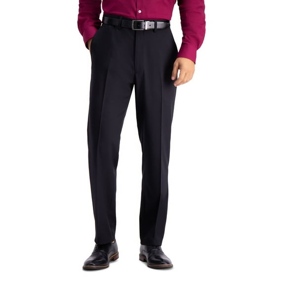 Men's Haggar® Travel Performance Tailored-Fit Stretch Flat-Front Suit Pants Color: Black Size: 32X32