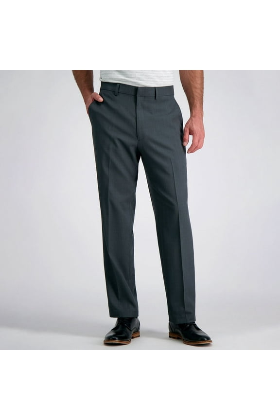 Men's Haggar® Travel Performance Tailored-Fit Stretch Flat-Front Suit Pants Color: Dark Gray Heather Size: 32X32