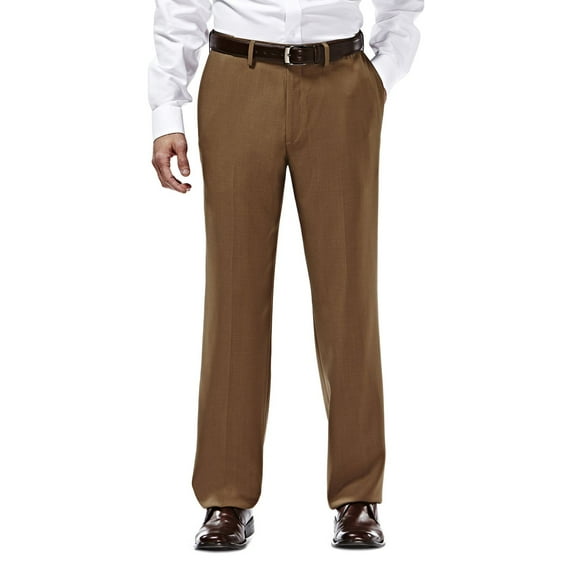 Men's Haggar® eCLo Stria Classic-Fit Flat-Front Dress Pants Color: Mocha Size: 38X29