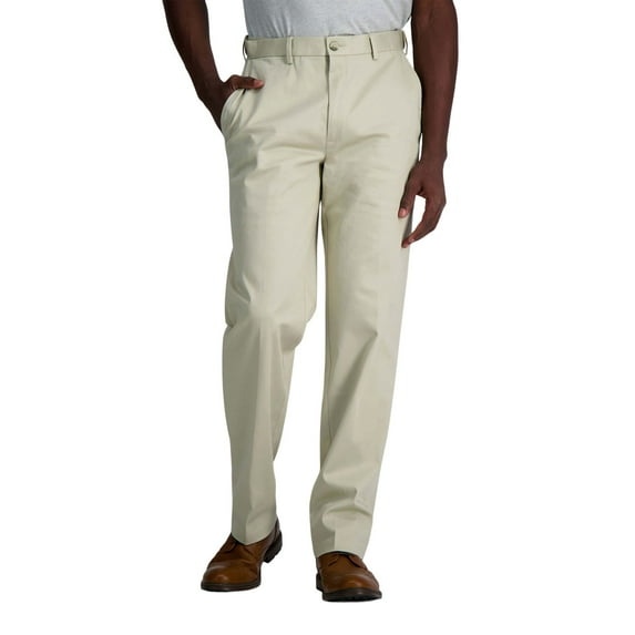 Men's Haggar®&nbsp;Wrinkle Free Performance Khaki Classic Fit Flat Front Pant Color: Sand Size: 40X30