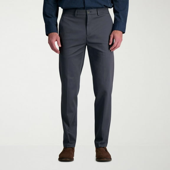 Men's Haggar®&nbsp;Wrinkle Free Performance Khaki Straight Fit Flat Front Pant Color: Gray Size: 34X29