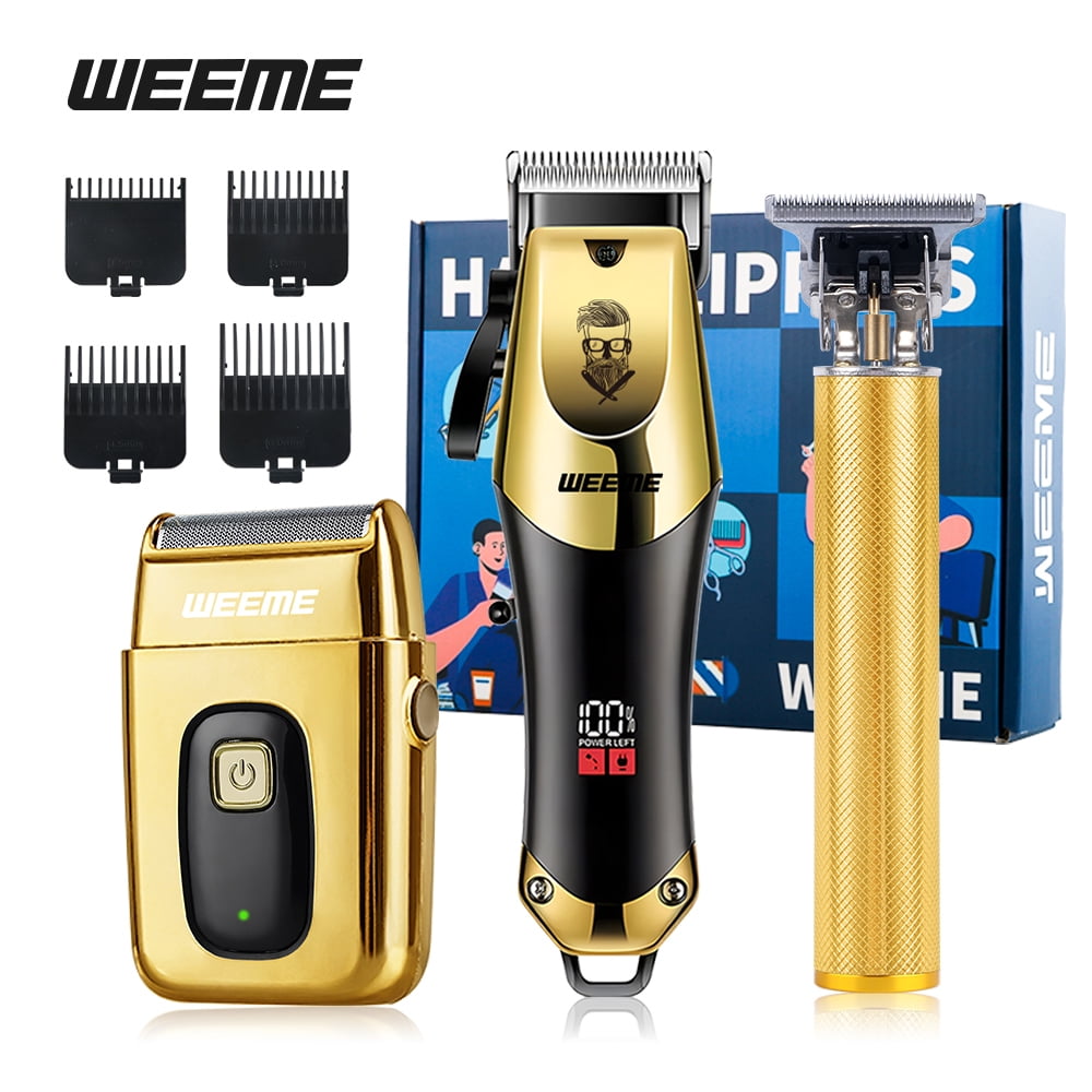 Men's Hair Clipper Kit, Cordless Professional T-Blade Trimmer Set with Adjustable Fade Dial, 4 Guide Combs (1.5-6mm), USB Rechargeable 2-in-1 Razor for Hair & Beard, Home Salon Barber Tool Gift