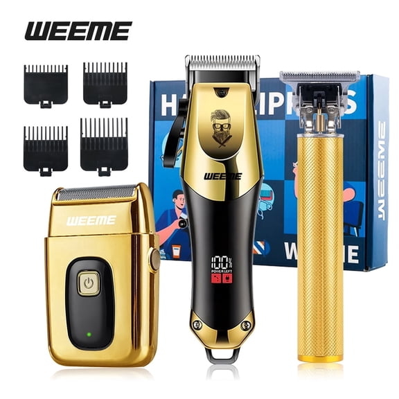 Cordless Hair Clippers for Men, Professional T-Blade Trimmer Set with Adjustable Fade Dial, USB Rechargeable Beard Trimmer with Guide Combs for Hair Cutting, Home Barber Salon Use