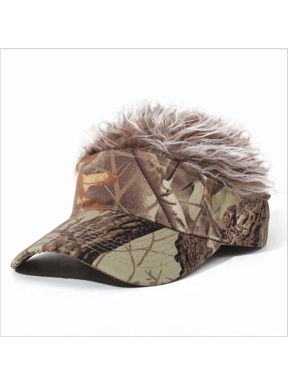Men's Hair Hats Funny Hair Visor with Hair Fake Hat with Hair Wig Hat Novelty Adjustable Baseball Cap for Men