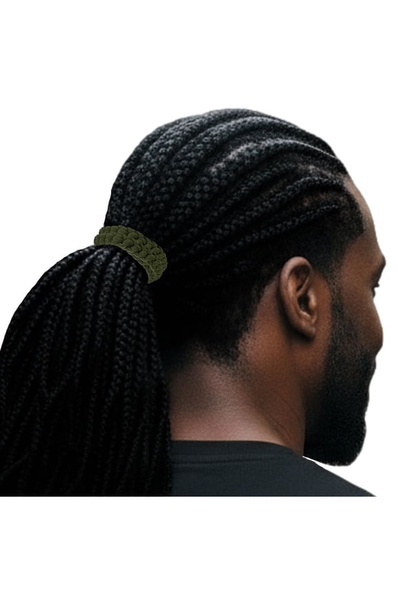 Men's Hair Ties Size Jumbo 2-Pack Locks Braided Thick Hair Soft & Strong Super Stretchy Made in the USA Olive