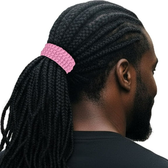 Men's Hair Ties Size Jumbo 2-Pack Locks Braided Thick Hair Soft & Strong Super Stretchy Made in the USA Pink Light
