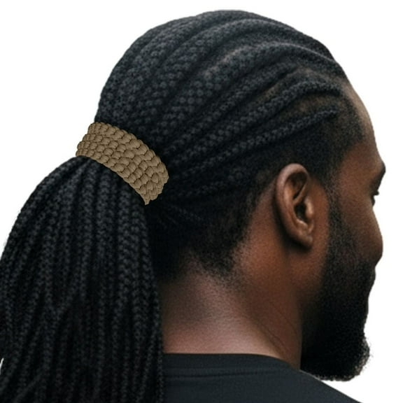 Men's Hair Ties Size Jumbo 2-Pack Locks Braided Thick Hair Soft & Strong Super Stretchy Made in the USA Taupe