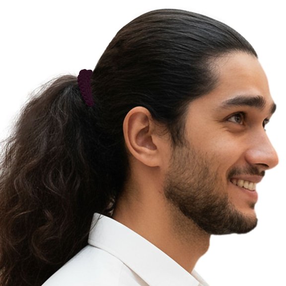 Men's Hair Ties Size Large 6-Pack Bun Ponytail Holders Thick Hair Soft & Strong Super Strechy Made in the USA Magenta