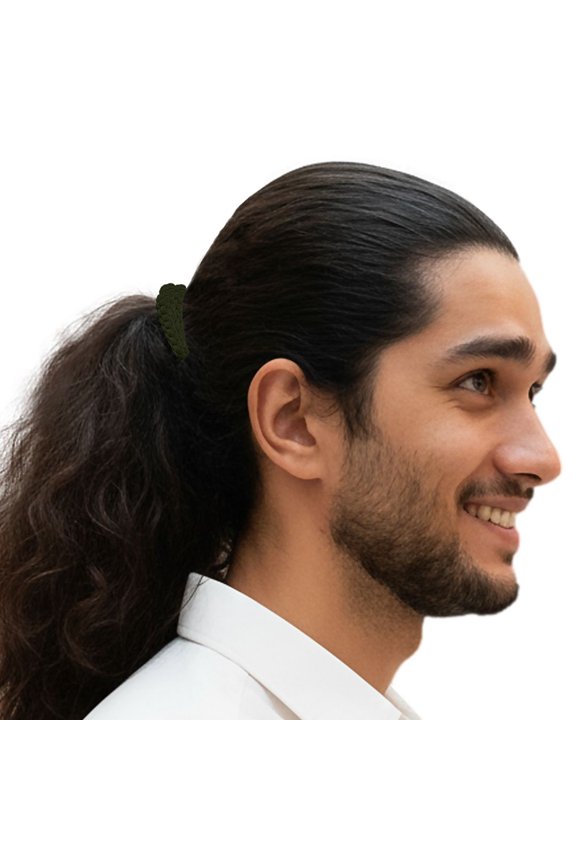 Men's Hair Ties Size Large 6-Pack Bun Ponytail Holders Thick Hair Soft & Strong Super Strechy Made in the USA Olive