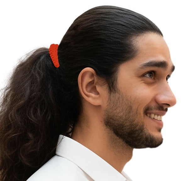 Men's Hair Ties Size Large 6-Pack Bun Ponytail Holders Thick Hair Soft & Strong Super Strechy Made in the USA Orange