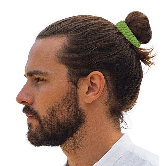 Men's Hair Ties Size Medium 8-Pack Bun Ponytail Holders Thick Hair Soft & Strong Super Strechy Made in the USA Lime