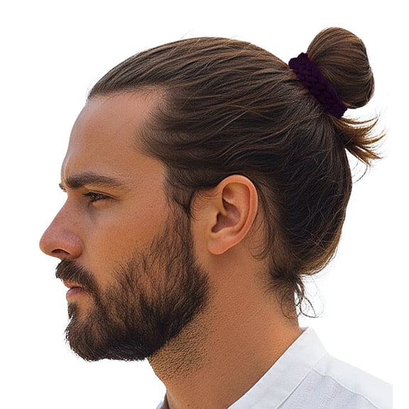 Men's Hair Ties Size Medium 8-Pack Bun Ponytail Holders Thick Hair Soft & Strong Super Strechy Made in the USA Purple