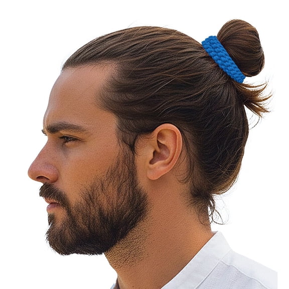 Men's Hair Ties Size Medium 8-Pack Bun Ponytail Holders Thick Hair Soft & Strong Super Strechy Made in the USA Turquoise