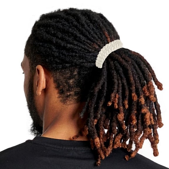 Men's Hair Ties Size X-Large 4-Pack Braided Locs Thick Hair Soft & Strong Super Strechy Made in the USA Ivory