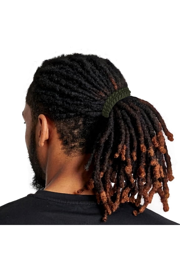 Men's Hair Ties Size X-Large 4-Pack Braided Locs Thick Hair Soft & Strong Super Strechy Made in the USA Olive