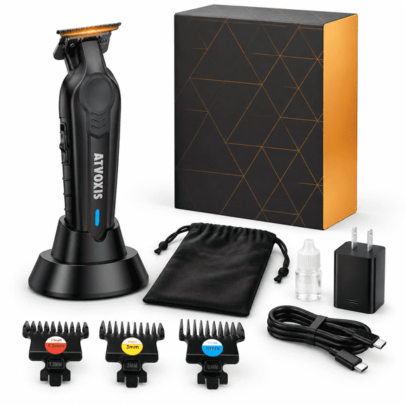 Men's Hair Trimmer, Zero Gapped T-Liner Clipper with DLC, Cordless Barber Kit