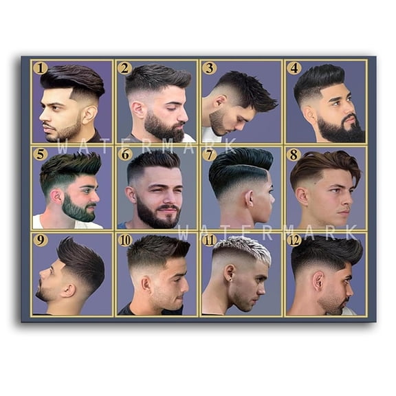 Men's Haircut Poster  2025 Barber Shop Hair Styles Chart, Large Horizontal Wall Art for Barbers, Salons, Hairdressers  Professional Men's Hairstyles Guide for Modern and Sharp Cuts