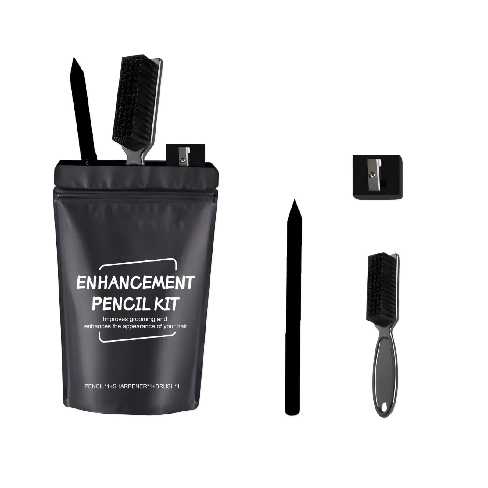 Mens Hairline & Beard Pencil Kit  Black Hair & Beard Filler for Precise Lineups | All-in-One Styling Tool with Brush & Sharpener | Waterproof & Smudge-Proof (Travel Size)