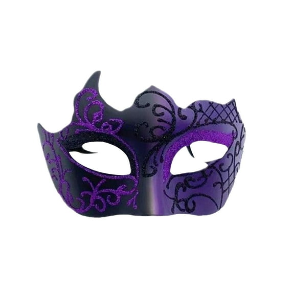 Men's Half - Face Masquerade Mask With Glitter And Hand - Painted Design - Perfect For Party, Bar, Events