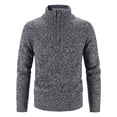 thumbnail image 1 of Men's Half High Neck Pullover Bottom Shirt Slim Winter Half Zipper Knit Simple Solid Colour Sweater Clothes, 1 of 2