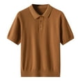 thumbnail image 1 of Men's Half Sleeve Lapel Knit Shirt - Solid Color, Relaxed Fit - Casual Summer Top for Outdoor/Home Wear, 1 of 6