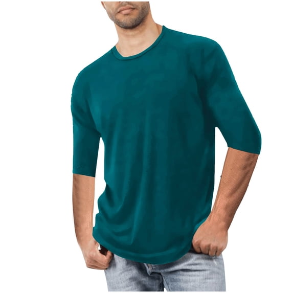 Men's Half Sleeve Shirts Crew Neck Baseball T Shirts Moisture Wicking Athletic Tops Size 5XL Green