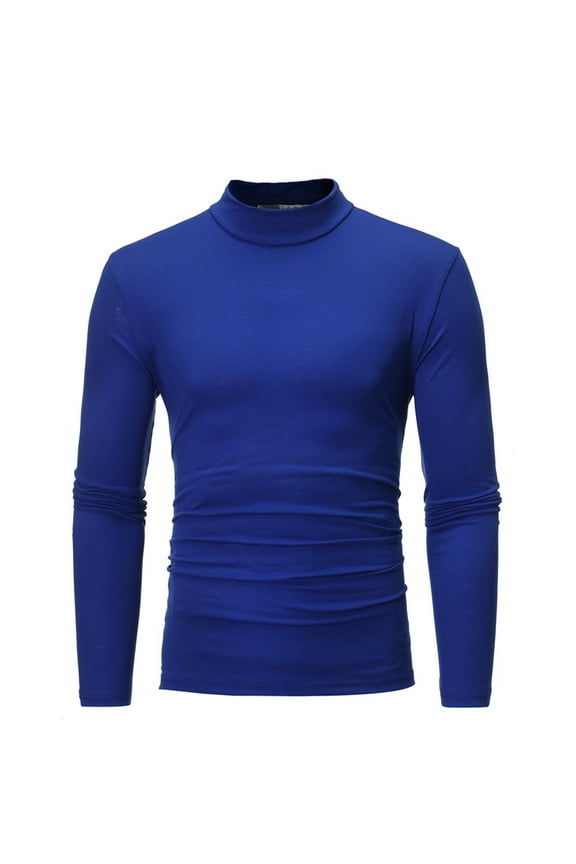 Men's Half Turtleneck Basic Tops Long Sleeve Solid Stretch Bottoming Blouse Casual Slim Fitted Pullover Undershirt