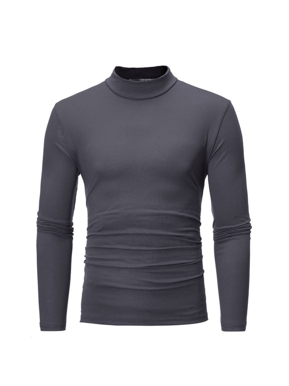 Men's Half Turtleneck Basic Tops Long Sleeve Solid Stretch Bottoming Blouse Casual Slim Fitted Pullover Undershirt