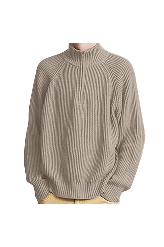 Men's Half Turtleneck Sweater Coat Warm Loose Fit Thermal Pullover Casual Knitwear Stylish Comfortable Winter Outwear