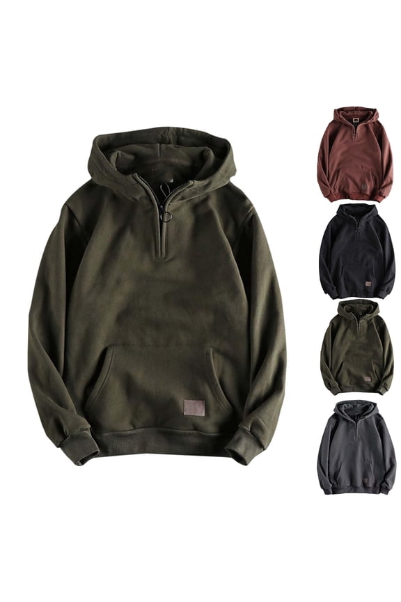 Men's Half Zip Baggy Hoodie, Heavyweight Vintage Pullover Long Sleeve Hooded Sweatshirt with Pockets for Casual Streetwear,Dark Gray,M