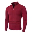 thumbnail image 1 of Men's Half Zip Cable Knit Sweater with High Neck, Long Sleeve Pullover, 1 of 5
