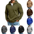 thumbnail image 1 of Men's Half Zip Hoodie,Long Sleeve Casual Solid Sweatshirt with Kangaroo Pocket for Everyday Casual Outfits, 1 of 6