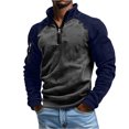 thumbnail image 1 of Men's Half-Zip Hoodie - Unisex Hooded Sports Pullover, Dark Blue, XXXL, 1 of 6