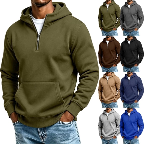 Men's Half Zip Hoodies Long Sleeve Pocket Oversized Loose Fit Casual Everyday Fall Winter Tops
