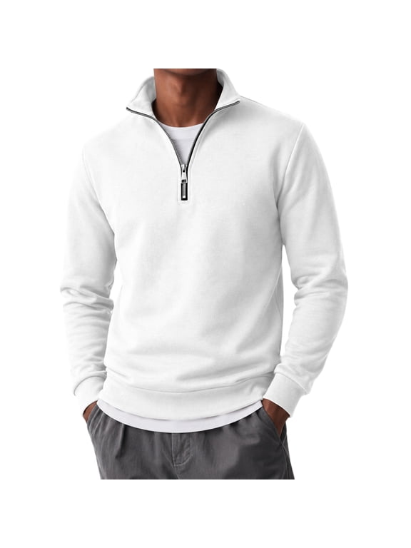 Men's Half-Zip Mock Neck Sweatshirt - Casual Pullover for Daily Wear, Long Sleeve Top, Lightweight Layer for Cool Weather